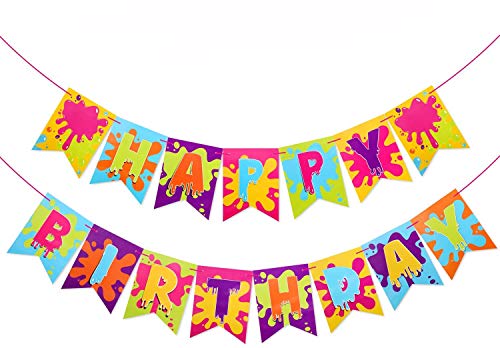Slime Banner for Slime Birthday Party Baby Shower Painting Party Art Theme Party Decoration Supplies