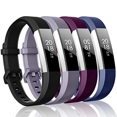 ZEROFIRE Bands Compatible with Fitbit Alta HR and Fitbit Alta (4 Pack), Replacement Sport Wristbands with Secure Metal Buckle for Fitbit Alta/Fitbit Alta HR/Fitbit Ace, Small Large