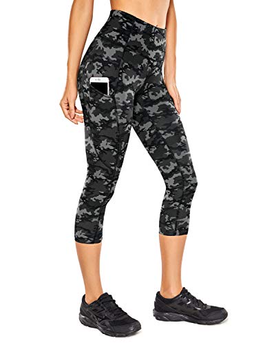 CRZ YOGA Women's Naked Feeling Workout Leggings 19" - High Waist Gym Capris Leggings with Pockets