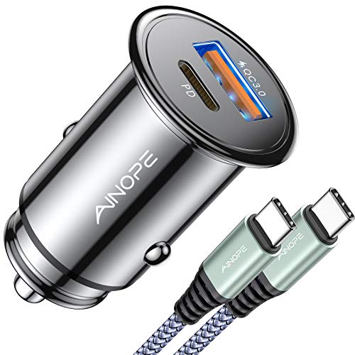 AINOPE 67.5W Car Charger USB C Fast Charge for iPhone 17 Pro, PD 45W USB C Car Charger Fast Charging【Mini & Metal】 Cigarette Lighter Adapter for iPhone 17 Pro Max 16 15 Air Samsung S25