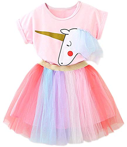 Toddler Baby Girls Unicorn Dress Little Girls Birthday Party Clothes Kid Rainbow Tutu Skirt Outfit Set