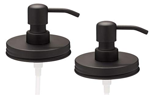 Jarmazing Products Wide Mouth Black Mason Jar Soap Dispenser Lids - Two Pack - for All Wide Mouth Canning Jars