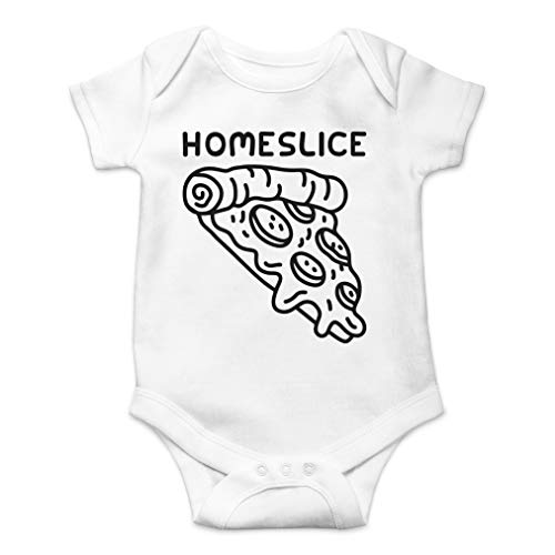 Book Cover AW Fashions Homeslice - Humorous Hipster Language - Pizza and Food Lovers - Cute One-Piece Infant Baby Bodysuit (6 Months, White)