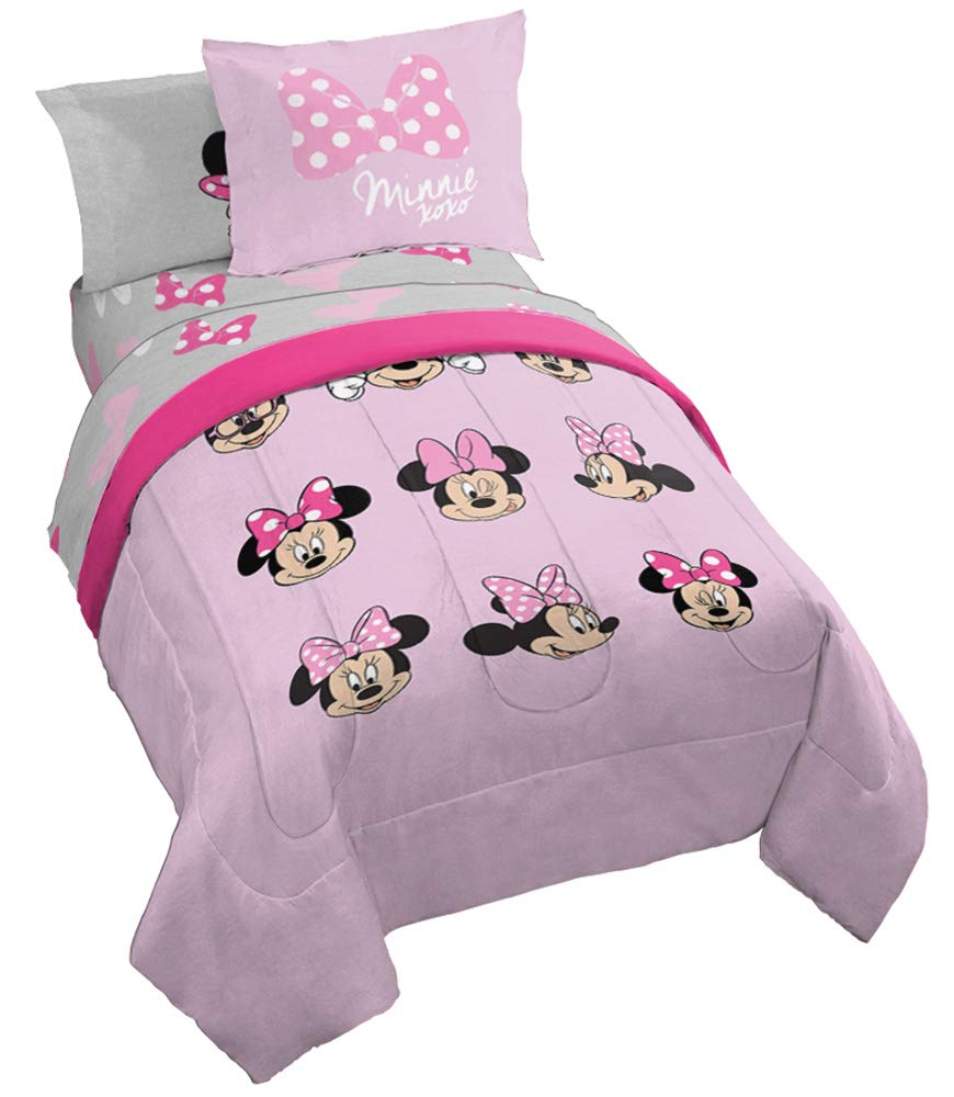Book Cover Jay Franco Minnie Mouse Faces 5 Piece Twin Bed Set (Offical Disney Product) Twin Minnie Mouse
