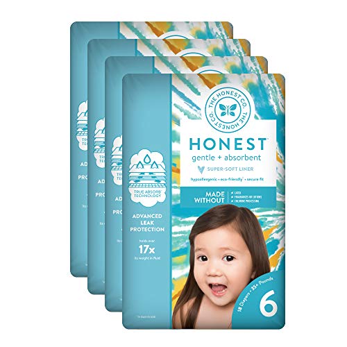Book Cover The Honest Company Baby Diapers With Trueabsorb Technology, Peace Out, Size 6, 72 Count