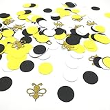 HEMARTY 20 Gold Glitter Bee and 180 Black White Yellow Circle Confetti Mommy Mom Bride to Bee Baby Shower Birthday Table Party Decoration Pack of 200