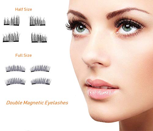 Premium Magnetic Eyelashes Extension Set, Coco Makeup Half-size and Full-Size Ultra-thin Magnetic Lashes â€“ 3D Reusable Natural Look (8PSc/ 2 pairs with Stainless Steel Tweezer) (half and full size)