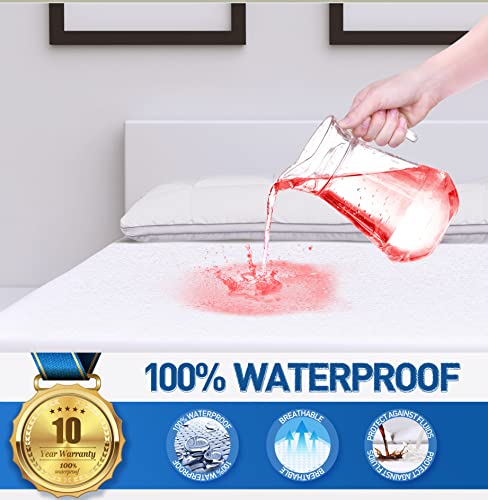Book Cover ZAMAT Premium 100% Waterproof Mattress Protector, Breathable & Noiseless Mattress Pad Cover, Fitted 8