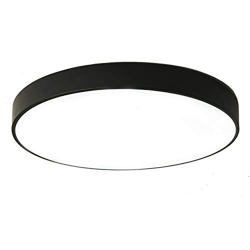 LuFun LED Flush Mount Ceiling Light,24W 12-Inch Modern Ceiling lamp, Round Ceiling Lighting for for Closets, Kitchens, Stairwells, Basements, Bedrooms, Washrooms (Black,Cool White Light 6000K)