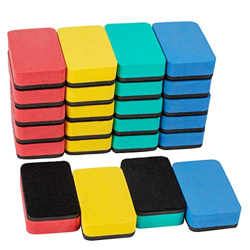 ANPHSIN 24 Pieces Magnetic Whiteboard Erasers- 2x2" Mini Chalkboard Erasers Cleaner for Home Office and School (Rectangle)