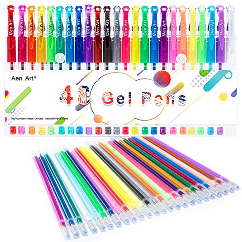 Gel Pens Colored Gel Pen Set with Refills for Adult Coloring Books, 48 Pack Fine Point Colorful Pens with 40% More Ink for Artist or Child Who Loves to Draw