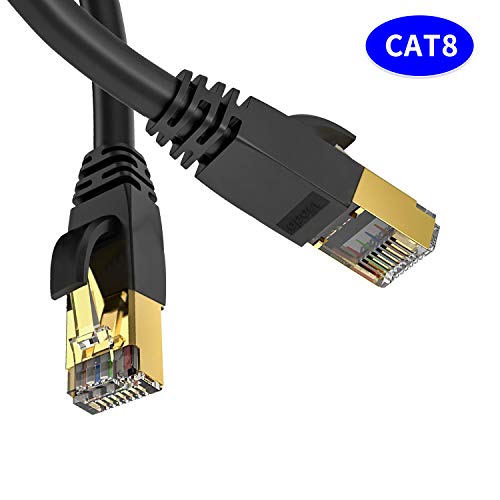 Viodo CAT8 Ethernet Cable,Professional Network Patch Cable 40Gbps 2000Mhz S/FTP LAN Wires, High Speed Internet Cable Cord with RJ45 Gold Plated Connector for Router,Modem,Gaming, Xbox (0.5m/1.64ft)