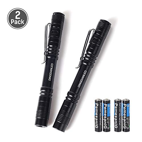 LED Pocket Pen Light Flashlights with Battery Adjustable Flashlight Ultra Bright and Durable, Lightweight and Waterproof,5Modes Zoomable Flaslight for Indoor and Outdoor Use-2 Pack