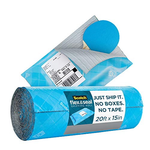 Scotch Flex and Seal Shipping Roll, 20 Ft x 15 in, Simple Packaging Alternative to Cardboard Boxes, Bubble Mailers, Poly Bags, Cushioning (FS-1520)