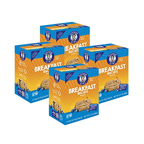 Book Cover Goodie Girl, Blueberry Breakfast Biscuits | 16 Packs | Gluten Free | Vegan | Peanut Free | Kosher | Includes 4 Boxes, 16 Packs Total