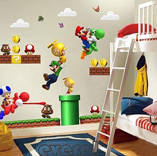Limado Super Mario Bros Mural Wall Decals Sticker PVC Removable Wall Stickers Kids Room Decoration