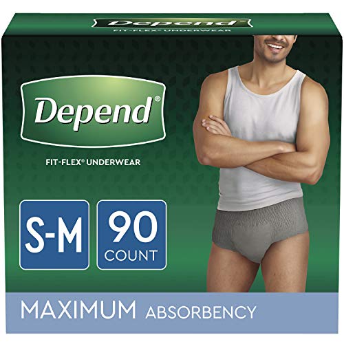 Book Cover Depend FIT-FLEX Incontinence Underwear for Men, Maximum Absorbency, Disposable, S/M, Grey, (Packaging May Vary), 30 Count (Pack of 3)