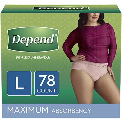 Book Cover Depend FIT-FLEX Incontinence Underwear for Women, Disposable, Large, 78 Count