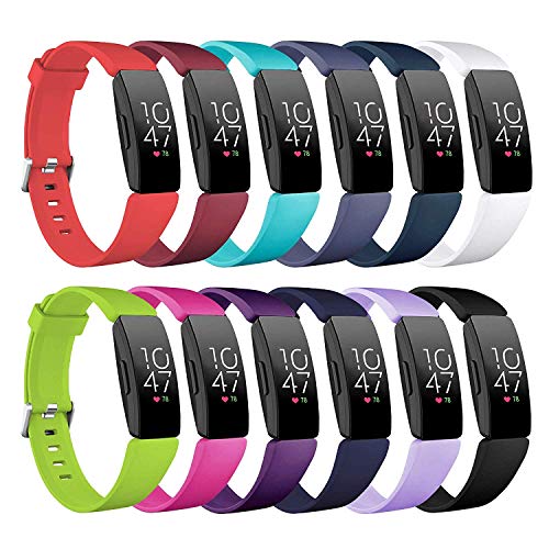 Five Star Online Compatible Fitbit Inspire & Inspire HR Bands Accessories Watchbands, Silicone Replacement Wristbands for Fitbit Inspire & Inspire HR Watch for Women Men(12Pack,Small: 5.5'' -6.7'')