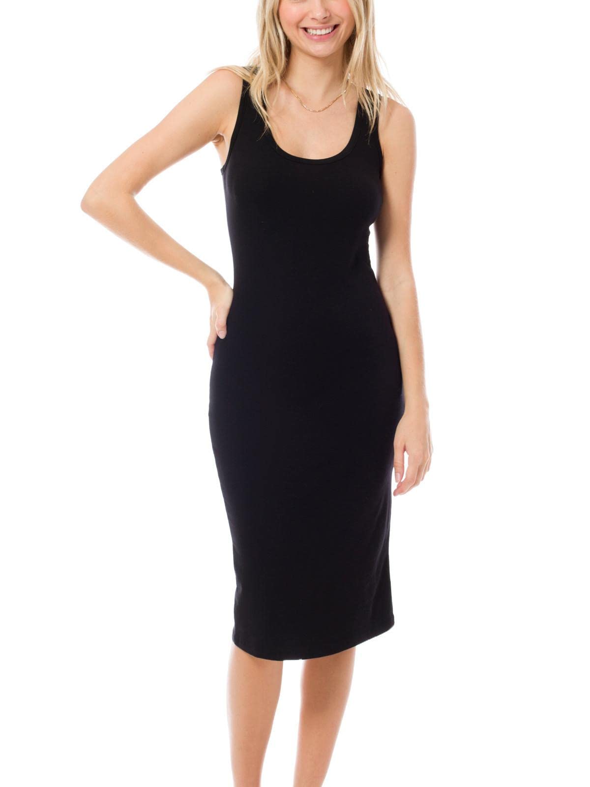 MixMatchy Women's Sexy Scoop Neck Sleeveless Bodycon Tank Dress Small E Black Long