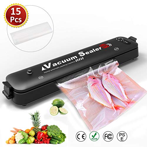 Vacuum Sealer Machine Automatic Food Saver Vacuum Sealer Machine | Easy Use | Dry & Moist Modes | Compact & Easy Clean Preservation with 15 Pcs Vacuum Bags