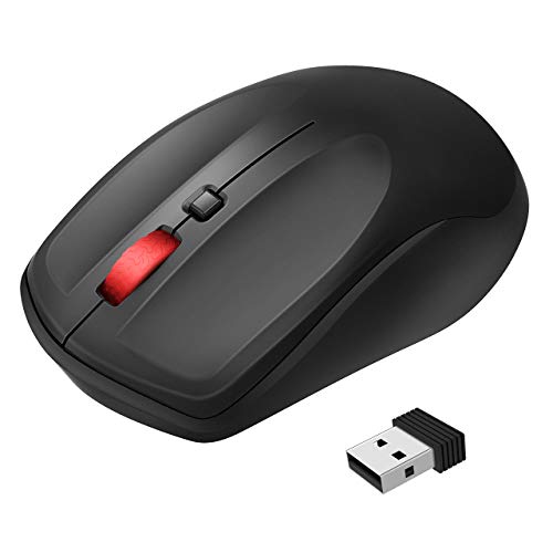 VicTsing Wireless Gaming Mouse, 7-Button Design, 4800 DPI High Precision Optical Sensor, 5 Adjustable DPI Mice(4800/2000/1600/1200/800) with 2 Programmable Side Buttons, Black and red