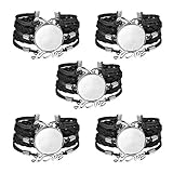 25mm Multilayer Blank Bracelets with Round Bezels Trays Cabochon for Jewelry Making Black Adjustable Bangles Fit 1" Dome 5Pcs