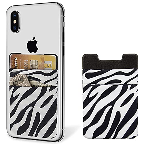 SHANSHUI Phone Card Holder, 2 Pack Stick On Wallet for Credit Card, Business Card Fits iPhone, Android and Most Smartphones - Zebra