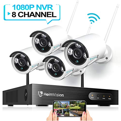 HeimVision HM241 WiFi Security Camera System, 8CH 1080P NVR 4Pcs 960P Outdoor/ Indoor WiFi Surveillance Cameras with Night Vision, Weatherproof, Motion Detection, Remote Monitoring, No Hard Drive
