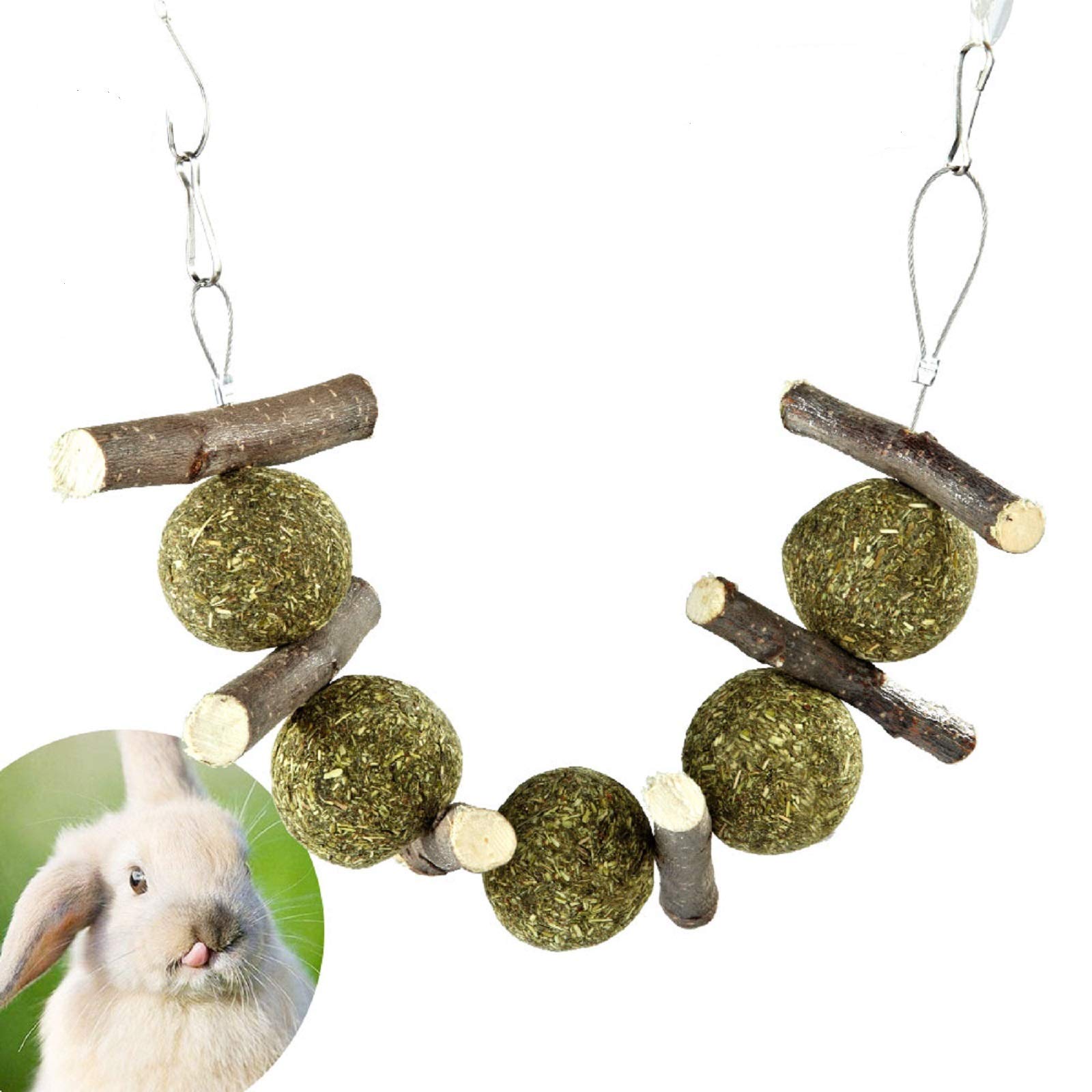 PETLAOO Bunny Chew Toys for Teeth, Improve Dental Health - 100% Natural Organic Apple Sticks - Handmade, Suitable for Rabbits, Chinchillas, Guinea Pigs, Hamsters, Chewing/Playing