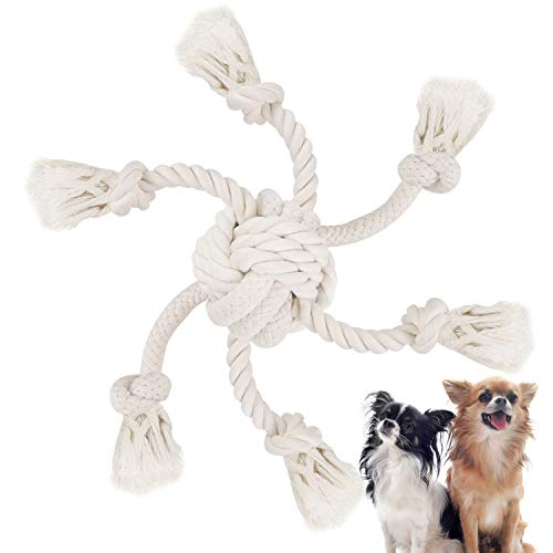 WINGPET Rope Dog Toy for Aggressive Chewers, Interactive Dog Chew Toys - Thick Knot Rope and TUG of WAR Balls - Natural Cotton - Dog Teeth Cleaning - Tough Durable - Great for Dogs Exercise Trainning