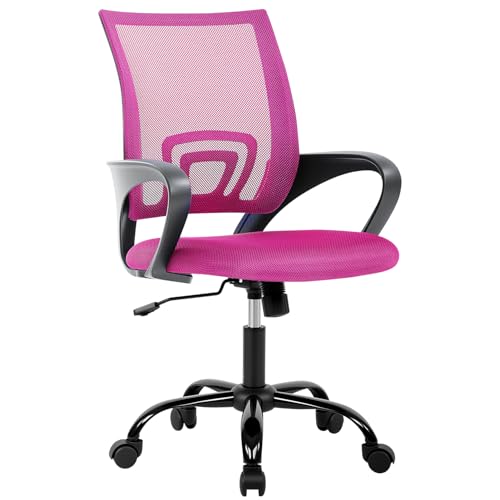 BestOffice Office Chair Ergonomic Cheap Desk Chair Mesh Computer Chair Lumbar Support Modern Executive Adjustable Stool Rolling Swivel Chair for Back Pain (Pink)