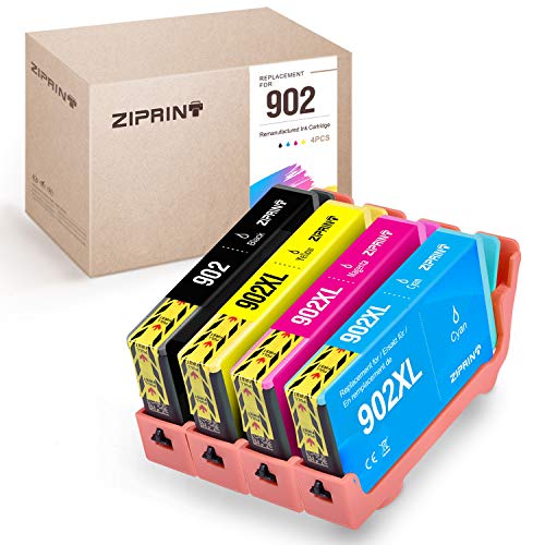 ZIPRINT Remanufactured Ink Cartridge Replacement for HP 902 902 XL 902XL for HP OfficeJet Pro 6978 6962 6968 6958 6975 6970 6960 6954 6950 (Black,Cyan,Magenta,Yellow, 4 Pack)