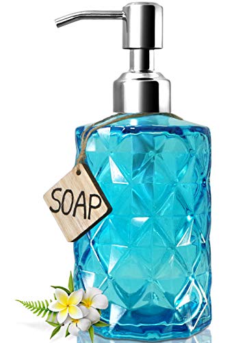 JASAI Glass Soap Dispenser for Bath and Bathroom (Clear Blue)