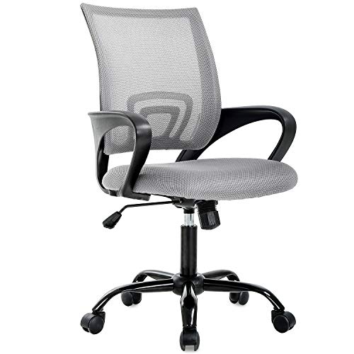 Office Chair Ergonomic Cheap Desk Chair Mesh Computer Chair Lumbar Support Modern Executive Adjustable Stool Rolling Swivel Chair for Back Pain (Grey)