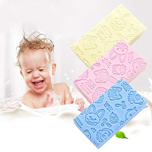 Exfoliating Sponge, Ultra Soft korean scrubber Bathing exfoliator For Adults & Infants body，3Pcs Random Colors-ANGELA