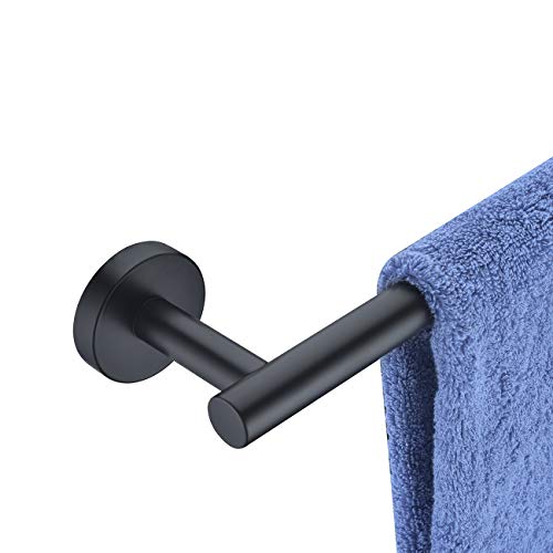 Hoooh Matte Black 24" Towel Bar, Stainless Steel Towel Holder Rack for Bathroom or Kitchen Wall Mount, A100L60-BK