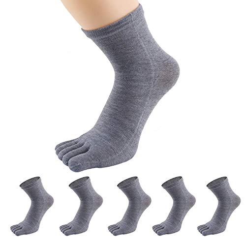 Five Finger Socks, PACKGOUT Toe Socks Soft & Breathable Running Crew Socks for Mens, 5 Pairs Socks Included