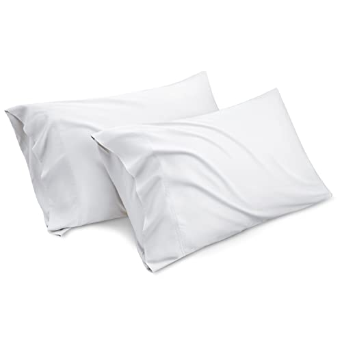 Bedsure Pillow Cases Standard Size, Cooling Pillow Cases, Rayon Derived from Bamboo White Pillowcases Standard Set of 2, Breathable & Soft Bedding Pillow Covers with Envelope Closure, 20x26 Inches
