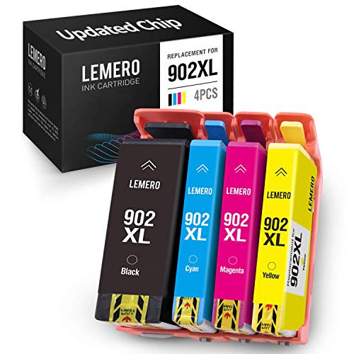 Book Cover LEMERO Remanufactured Ink Cartridges Replacement for HP 902 902XL - for OfficeJet Pro 6978 6968 6958 6962 6970 6960 6954 6950 (Black XL & C/M/Y XL, 4 Pack)