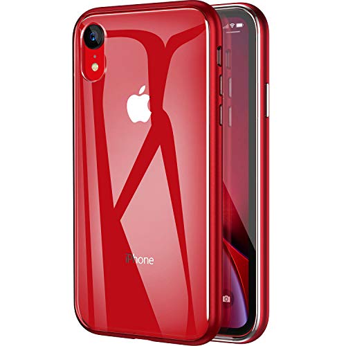 MAXEVIS iPhone XR Case, Clear Slim Protective Case Dual Layer Transparent Shell + Matte Hard Bumper Cover Anti-Scratch Shock Absorption Thin Case for Apple iPhone XR 6.1 LCD-Red