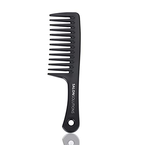SALONSOLUTIONS Round-Handle Wide-Tooth Detangling Comb Huge Size (1PC, Black)