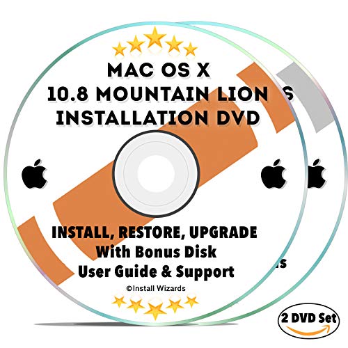 Mac OS X 10.8 Mountain Lion Install Disc Full Bootable Installation & Recovery OSX System & Bonus DVD w/ Software, Guides, & Downloads