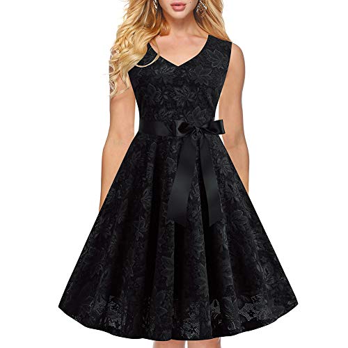 BONFASH Women's Vintage Off Shoulder Lace Dress Elegant Cocktail Party Wedding Formal Dresses