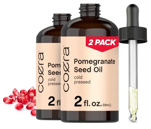 Pomegranate Seed Oil 4 oz (2 x 2 oz) | For Face & Hair | Promotes Clear Looking Skin, and Reduces Appearance of Fine Lines and Wrinkles | Non Comedogenic & Cold Pressed | SLS & Paraben Free | By Coera