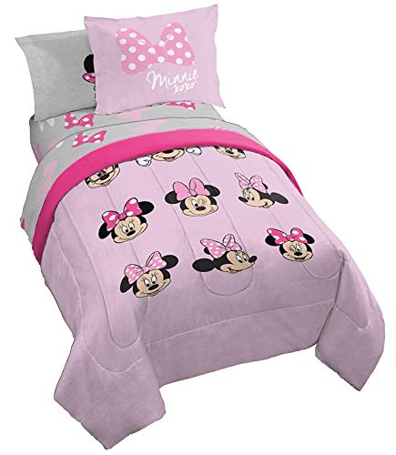 Book Cover Jay Franco Disney Minnie Mouse Faces 7 Piece Full Bed Set - Includes Comforter & Sheet Set Bedding - Super Soft Fade Resistant Microfiber - (Official Dinsey Product)