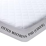 Twin XL Mattress Pad Cover Protector Size 39x80 inches Stretches to 16 Deep - Quilted Fitted Sheet for Twin Extra Long Bed White