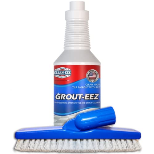 Grout-eez Super Heavy-Duty Grout Cleaner. Easy and Safe To Use. Destroys Dirt and Grime With Ease. Even Safe For Colored Grout. Clean-eez (Single Bottle and Brush, 32)