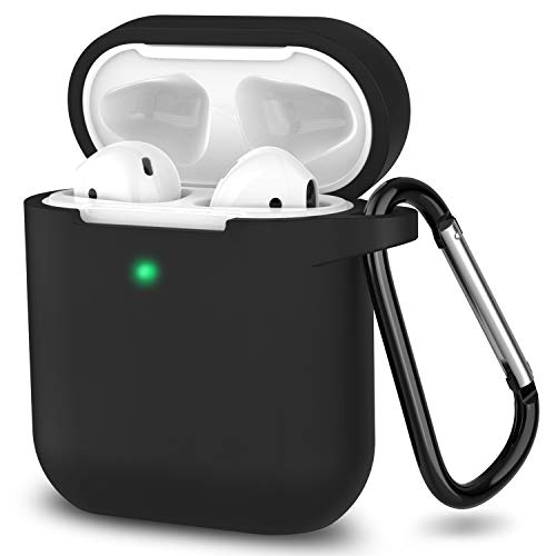 Book Cover AirPods Case, Full Protective Silicone AirPods Accessories Cover Compatible with Apple AirPods 1&2 Wireless and Wired Charging Case(Front LED Visible),Black