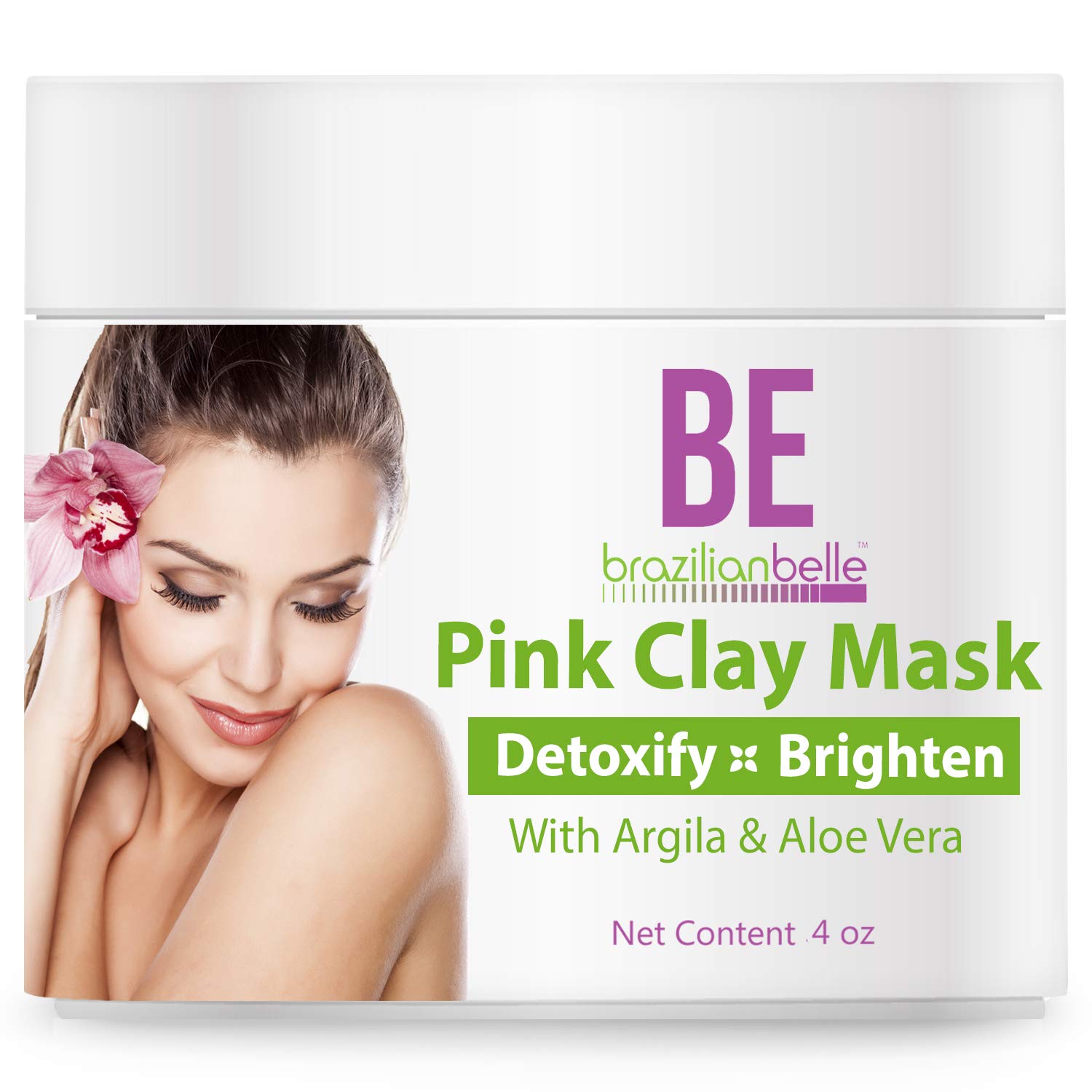 Brazilian Belle's Australian Pink Clay Mask for Deep Pore Cleansing | Purifying Facial with Argila, Bentonite Clay & Aloe Vera to help Unclog & Shrink Pores | 4 oz